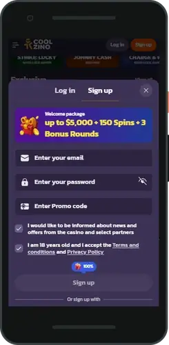 CoolZino casino Anmeldung